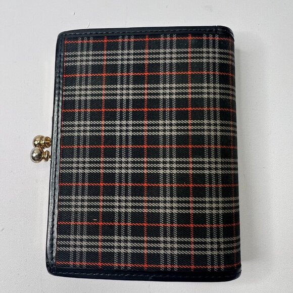 Burberry Vintage Blue and Red Plaid Kiss lock Wallet EUC! - Picture 3 of 9